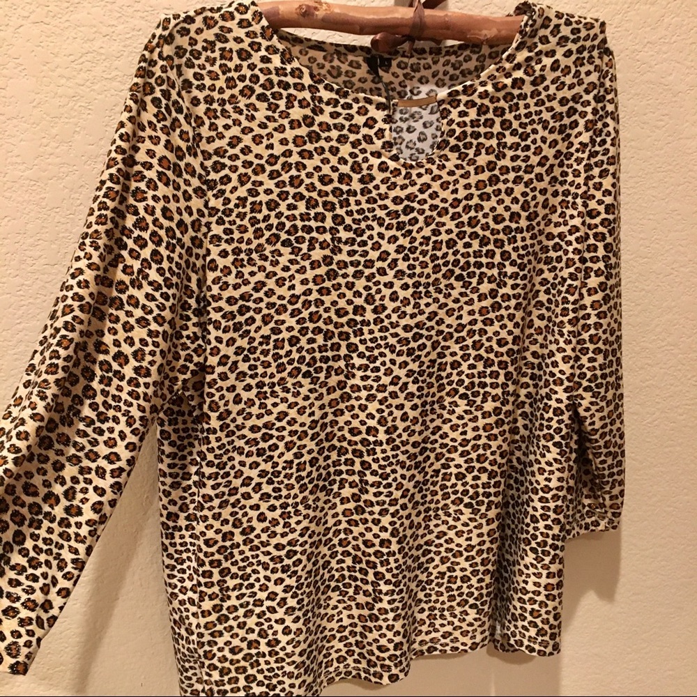Cathy Leopard Animal Print Blouse Long sleeves